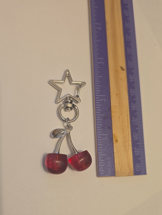Other - Silver Star Cherry Keychain with Red Cherry Charms